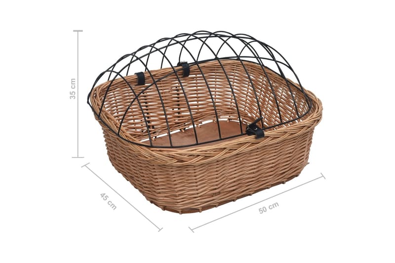 Cykelkurv med Dæksel 50x45x35 cm Naturlig Piletræ - Brun - Sport & fritid - Til dyrene - Til hund - Hundemøbler