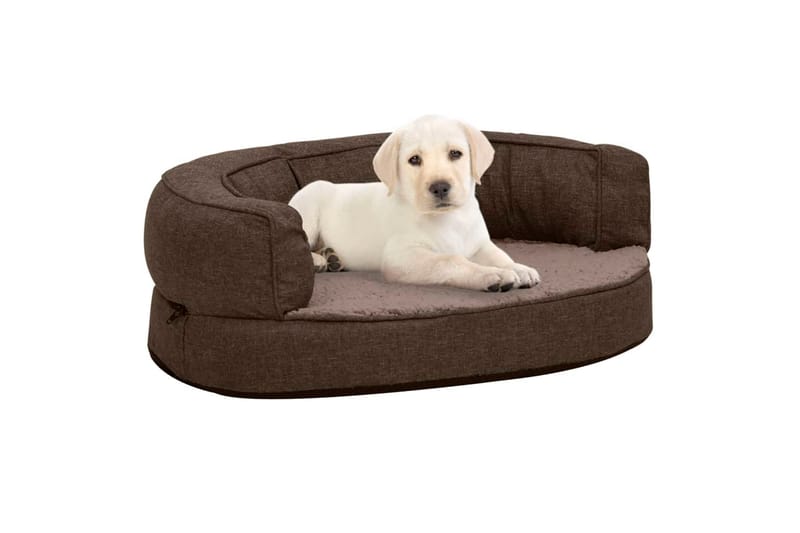 ergonomisk hundeseng 60x42 cm hør-look fleece brun - Brun - Sport & fritid - Til dyrene - Til hund - Hundemøbler - Hundeseng