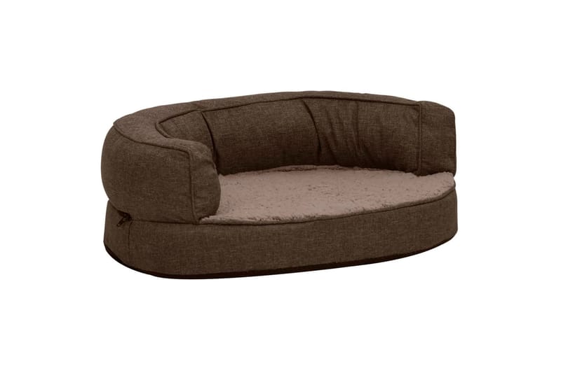 ergonomisk hundeseng 60x42 cm hør-look fleece brun - Brun - Sport & fritid - Til dyrene - Til hund - Hundemøbler - Hundeseng
