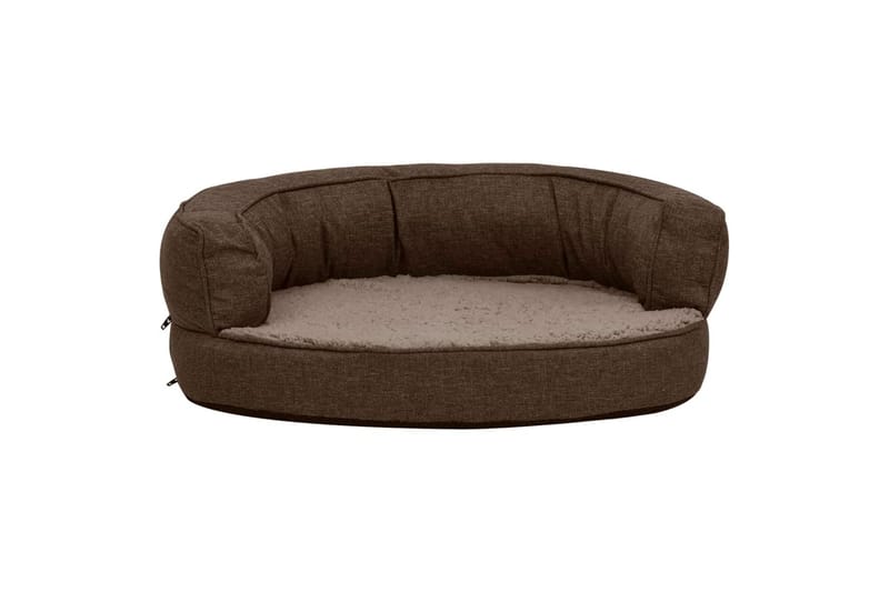 ergonomisk hundeseng 60x42 cm hør-look fleece brun - Brun - Sport & fritid - Til dyrene - Til hund - Hundemøbler - Hundeseng