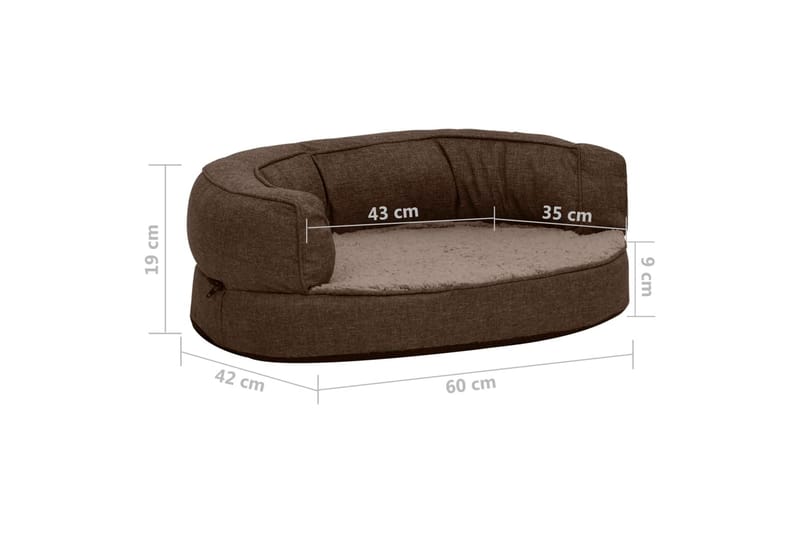 ergonomisk hundeseng 60x42 cm hør-look fleece brun - Brun - Sport & fritid - Til dyrene - Til hund - Hundemøbler - Hundeseng