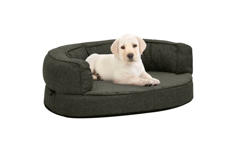 ergonomisk hundeseng 60x42 cm hør-look fleece mørkegrå - Grå - Hundeseng - Hundemøbler
