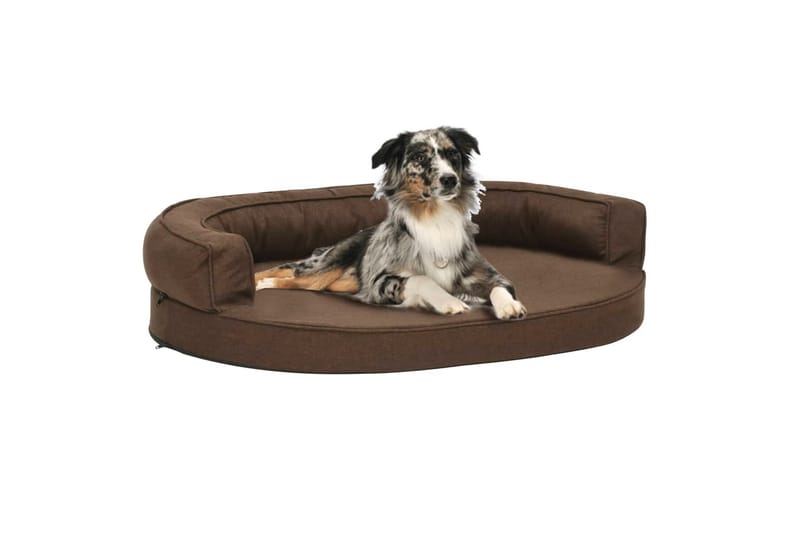 ergonomisk hundeseng 75x53 cm hør-look brun - Brun - Sport & fritid - Til dyrene - Til hund - Hundemøbler - Hundeseng