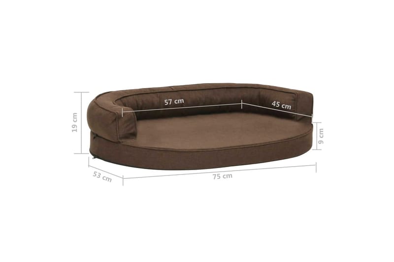 ergonomisk hundeseng 75x53 cm hør-look brun - Brun - Hundeseng - Hundemøbler