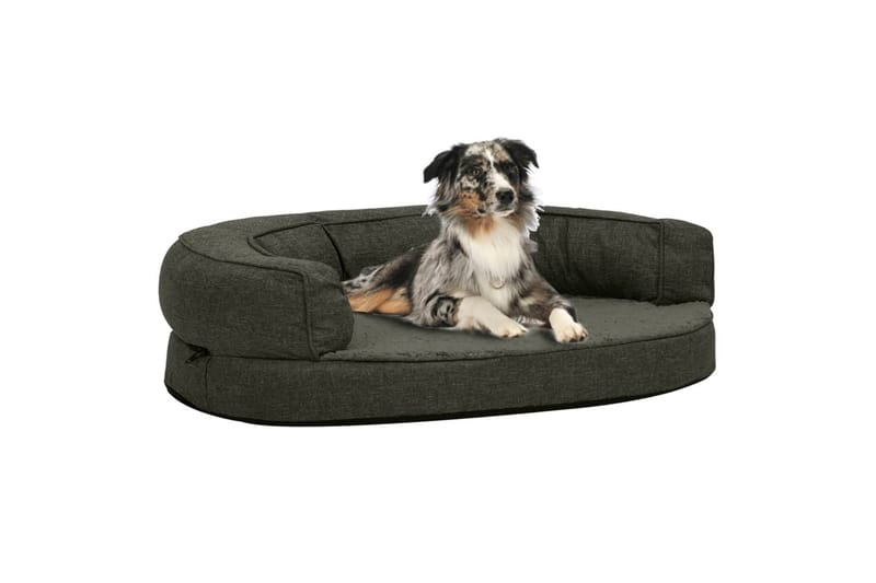 ergonomisk hundeseng 75x53 cm hør-look fleece mørkegrå - Grå - Sport & fritid - Til dyrene - Til hund - Hundemøbler - Hundeseng