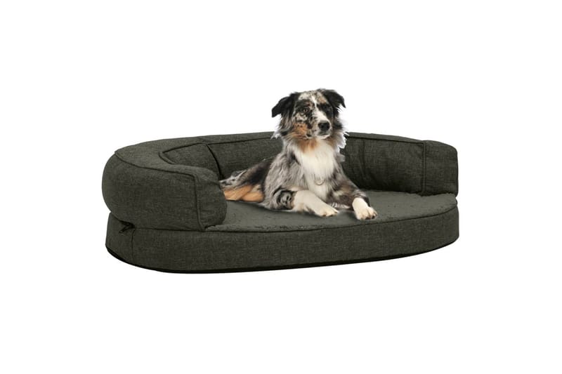 ergonomisk hundeseng 75x53 cm hør-look fleece mørkegrå - Grå - Hundemøbler - Hundeseng