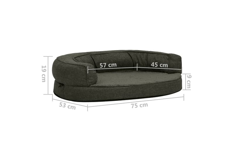ergonomisk hundeseng 75x53 cm hør-look fleece mørkegrå - Grå - Sport & fritid - Til dyrene - Til hund - Hundemøbler - Hundeseng