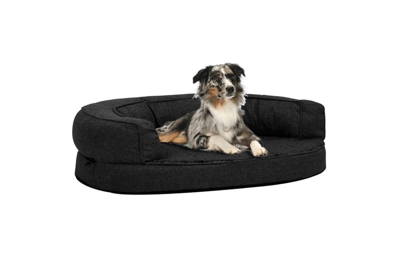 ergonomisk hundeseng 75x53 cm hør-look fleece sort - Sort - Hundeseng - Hundemøbler