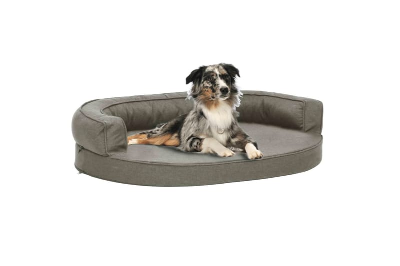 ergonomisk hundeseng 75x53 cm hør-look grå - Grå - Hundeseng - Hundemøbler