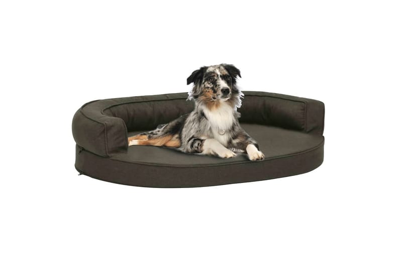 ergonomisk hundeseng 75x53 cm hør-look mørkegrå - Grå - Sport & fritid - Til dyrene - Til hund - Hundemøbler - Hundeseng