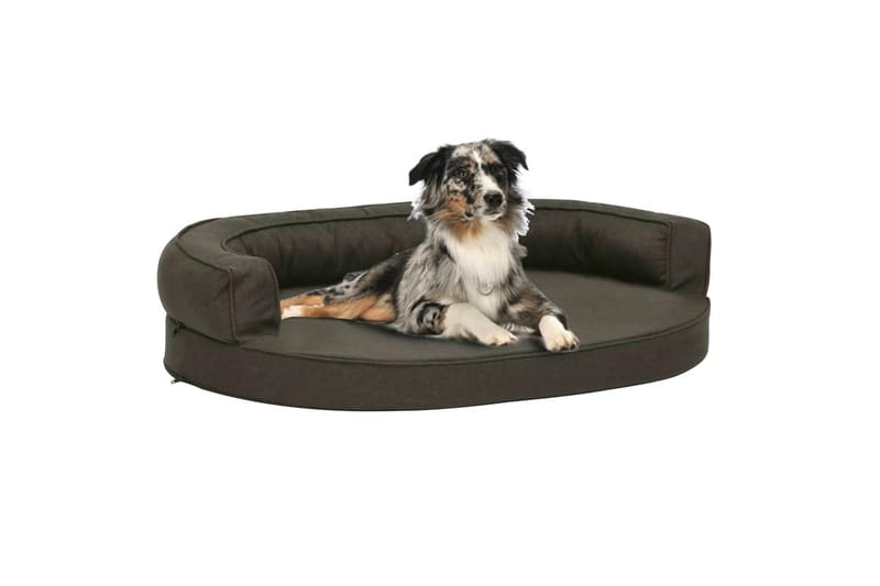 ergonomisk hundeseng 75x53 cm hør-look mørkegrå - Grå - Hundeseng - Hundemøbler
