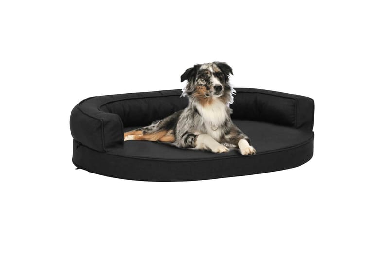 ergonomisk hundeseng 75x53 cm hør-look sort - Sort - Hundeseng - Hundemøbler