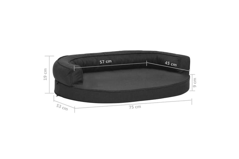 ergonomisk hundeseng 75x53 cm hør-look sort - Sort - Sport & fritid - Til dyrene - Til hund - Hundemøbler - Hundeseng
