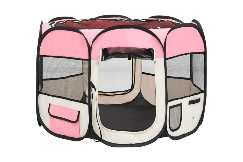 Foldbar Hundegård Med Bæretaske 90x90x58 cm Pink - Lyserød - Sport & fritid - Til dyrene - Til hund - Hundemøbler