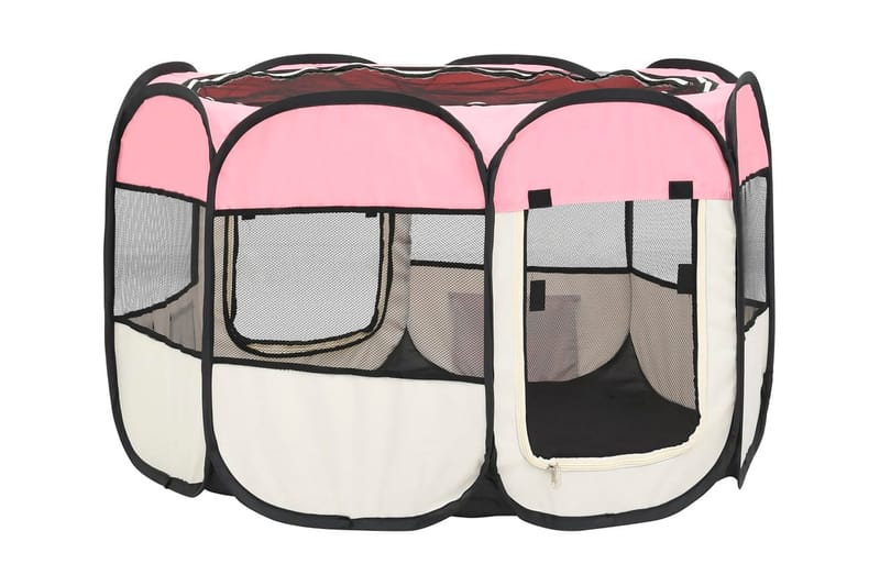 Foldbar Hundegård Med Bæretaske 90x90x58 cm Pink - Lyserød - Sport & fritid - Til dyrene - Til hund - Hundemøbler
