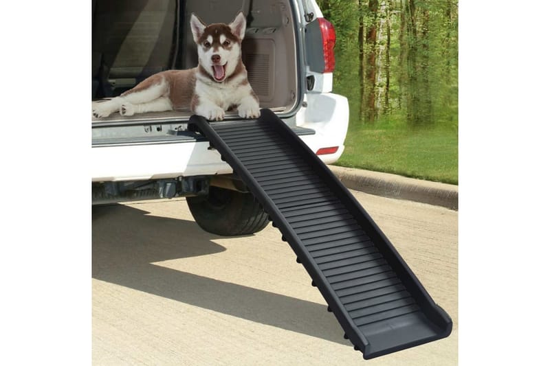 Foldbar hunderampe 155,5x40x15,5 cm sort - Sort - Hundemøbler - Hundetrappe