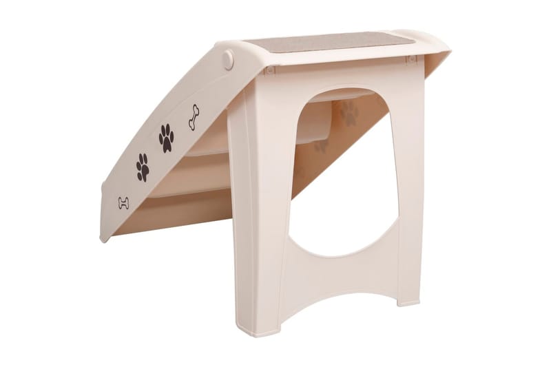 Foldbar hundetrappe 62x40x49,5 cm cremefarvet - Creme - Hundemøbler - Hundetrappe