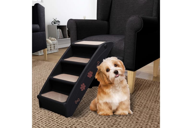 Foldbar hundetrappe 62x40x49,5 cm sort - Sort - Sport & fritid - Til dyrene - Til hund - Hundemøbler