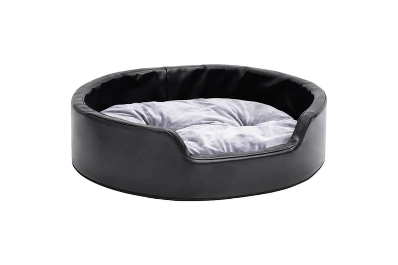 hundekurv 69x59x19 cm plys og kunstlæder sort og grå - Sort - Sport & fritid - Til dyrene - Til hund - Hundemøbler - Hundeseng