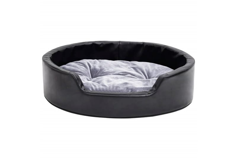 hundekurv 69x59x19 cm plys og kunstlæder sort og grå - Sort - Sport & fritid - Til dyrene - Til hund - Hundemøbler - Hundeseng
