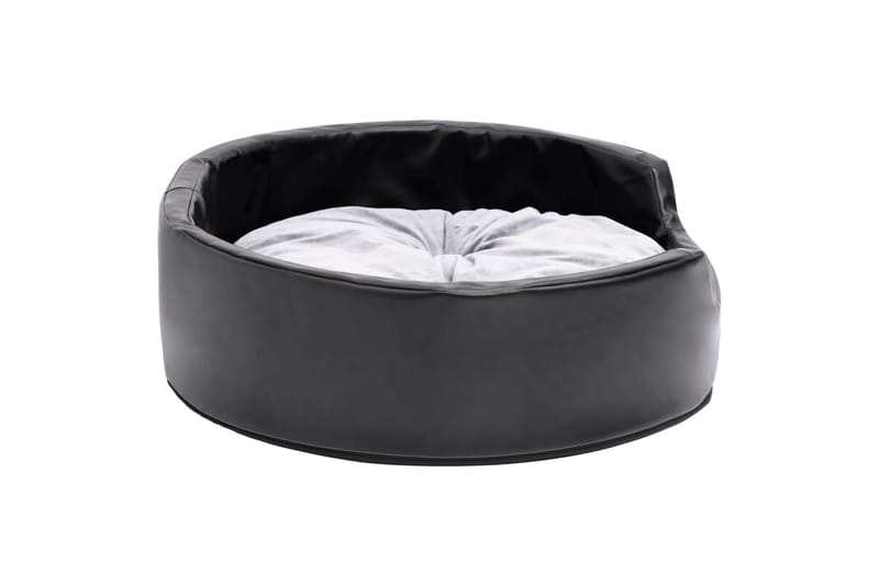 hundekurv 69x59x19 cm plys og kunstlæder sort og grå - Sort - Sport & fritid - Til dyrene - Til hund - Hundemøbler - Hundeseng