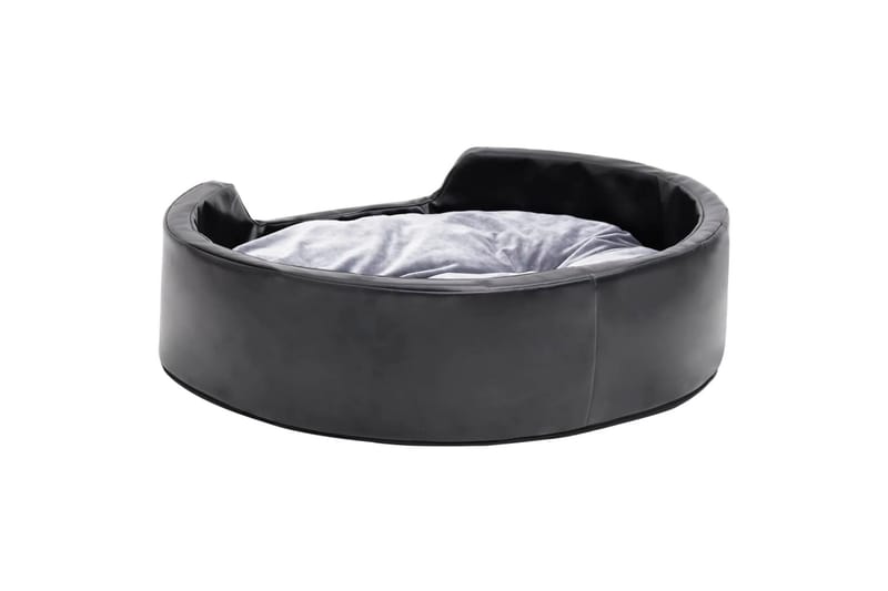 hundekurv 69x59x19 cm plys og kunstlæder sort og grå - Sort - Sport & fritid - Til dyrene - Til hund - Hundemøbler - Hundeseng