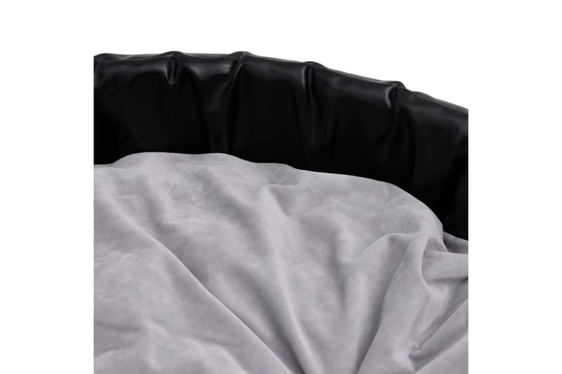 hundekurv 69x59x19 cm plys og kunstlæder sort og grå - Sort - Hundeseng - Hundemøbler