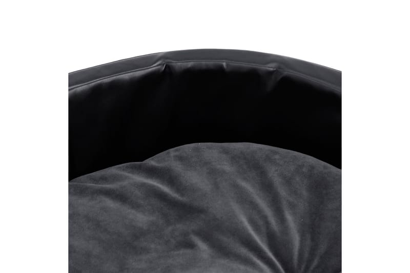 hundekurv 69x59x19 cm plys og kunstlæder sort og mørkegrå - Sort - Hundeseng - Hundemøbler