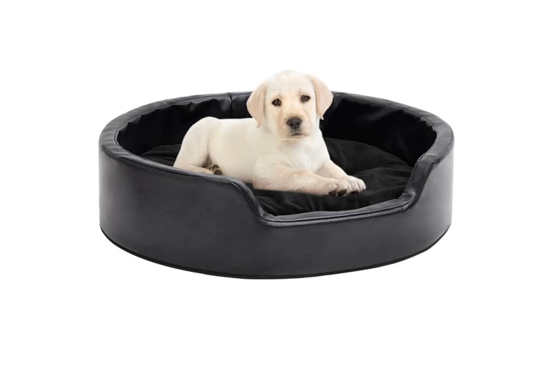 hundekurv 69x59x19 cm plys og kunstlæder sort - Sort - Sport & fritid - Til dyrene - Til hund - Hundemøbler - Hundeseng