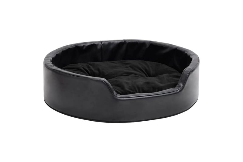 hundekurv 69x59x19 cm plys og kunstlæder sort - Sort - Sport & fritid - Til dyrene - Til hund - Hundemøbler - Hundeseng