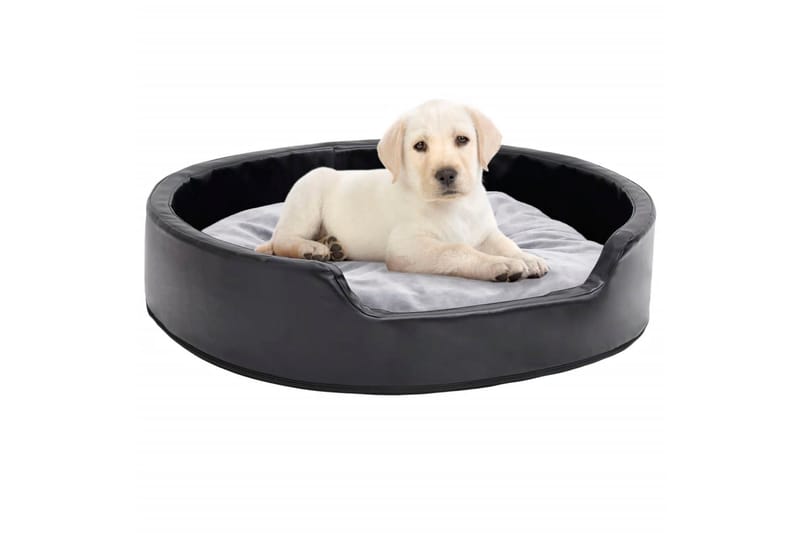 hundekurv 79x70x19 cm plys og kunstlæder sort og grå - Sort - Sport & fritid - Til dyrene - Til hund - Hundemøbler - Hundeseng