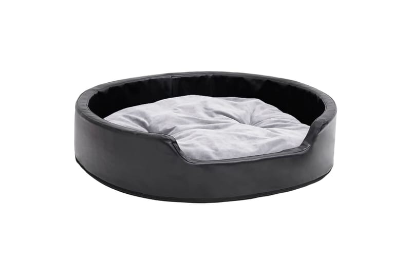 hundekurv 79x70x19 cm plys og kunstlæder sort og grå - Sort - Sport & fritid - Til dyrene - Til hund - Hundemøbler - Hundeseng