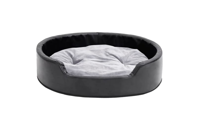 hundekurv 79x70x19 cm plys og kunstlæder sort og grå - Sort - Sport & fritid - Til dyrene - Til hund - Hundemøbler - Hundeseng