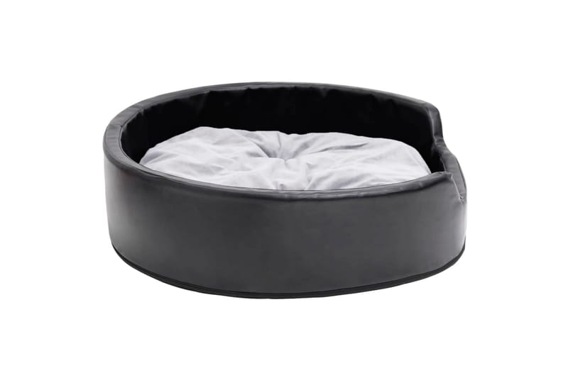 hundekurv 79x70x19 cm plys og kunstlæder sort og grå - Sort - Sport & fritid - Til dyrene - Til hund - Hundemøbler - Hundeseng