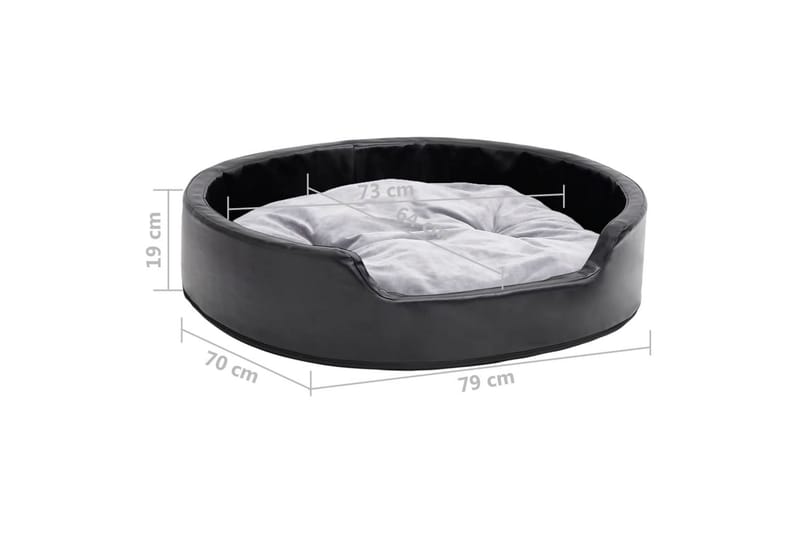 hundekurv 79x70x19 cm plys og kunstlæder sort og grå - Sort - Sport & fritid - Til dyrene - Til hund - Hundemøbler - Hundeseng