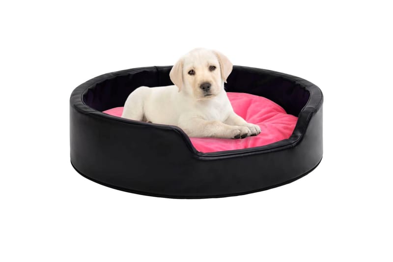 hundekurv 99x89x21 cm plys og kunstlæder sort og lyserød - Sort - Hundeseng - Hundemøbler