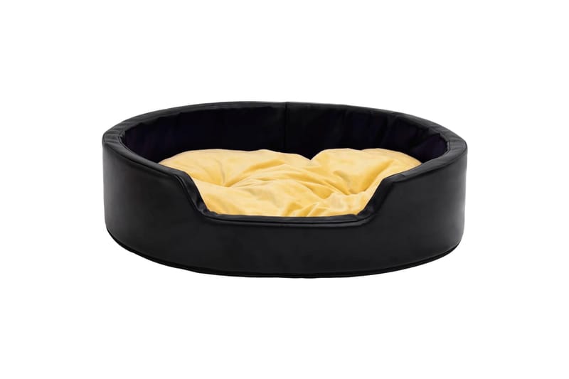 hundekurv 99x89x21 cm plys og kunstlæder sort og gul - Sort - Sport & fritid - Til dyrene - Til hund - Hundemøbler - Hundeseng
