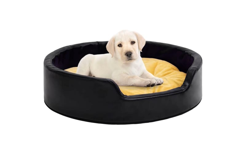 hundekurv 99x89x21 cm plys og kunstlæder sort og gul - Sort - Sport & fritid - Til dyrene - Til hund - Hundemøbler - Hundeseng
