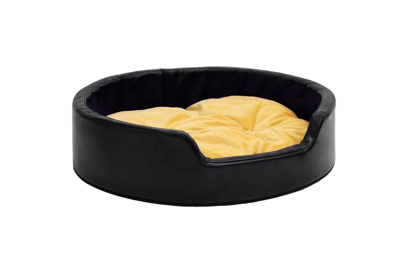 hundekurv 99x89x21 cm plys og kunstlæder sort og gul - Sort - Sport & fritid - Til dyrene - Til hund - Hundemøbler - Hundeseng