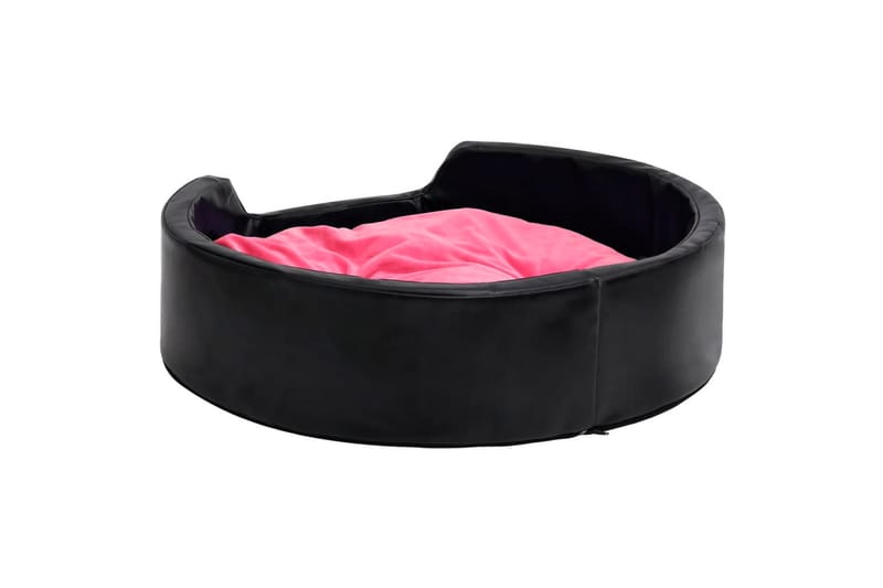 hundekurv 99x89x21 cm plys og kunstlæder sort og lyserød - Sort - Hundeseng - Hundemøbler