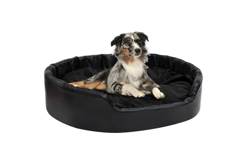 hundekurv 99x89x21 cm plys og kunstlæder sort - Sort - Hundeseng - Hundemøbler