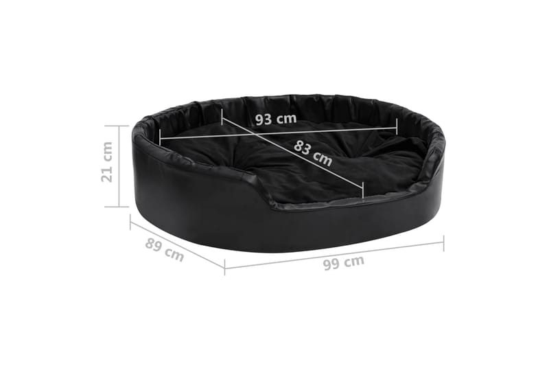 hundekurv 99x89x21 cm plys og kunstlæder sort - Sort - Sport & fritid - Til dyrene - Til hund - Hundemøbler - Hundeseng