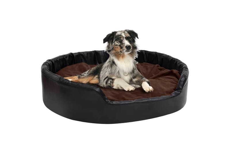 hundekurv 99x89x21 cm plys og kunstlæder sort og brun - Sort - Hundeseng - Hundemøbler