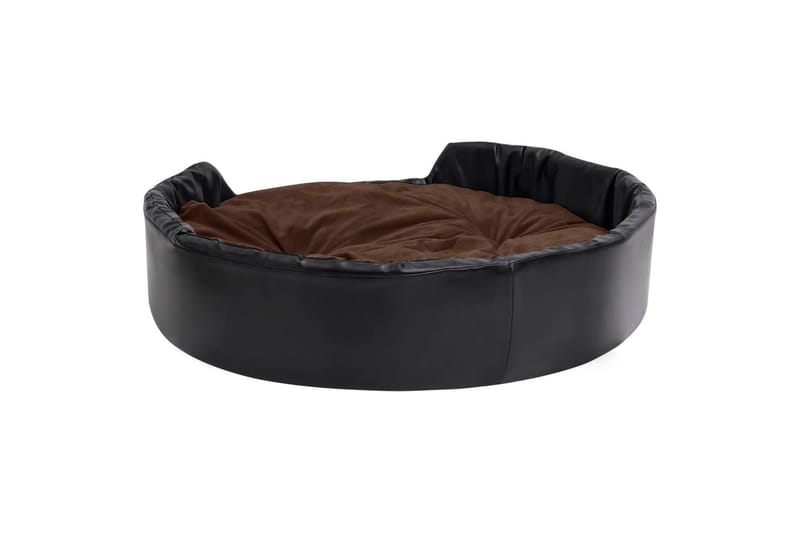 hundekurv 99x89x21 cm plys og kunstlæder sort og brun - Sort - Hundeseng - Hundemøbler