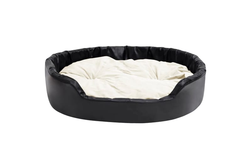 hundekurv 99x89x21 cm plys og kunstlæder sort og beige - Sort - Sport & fritid - Til dyrene - Til hund - Hundemøbler - Hundeseng