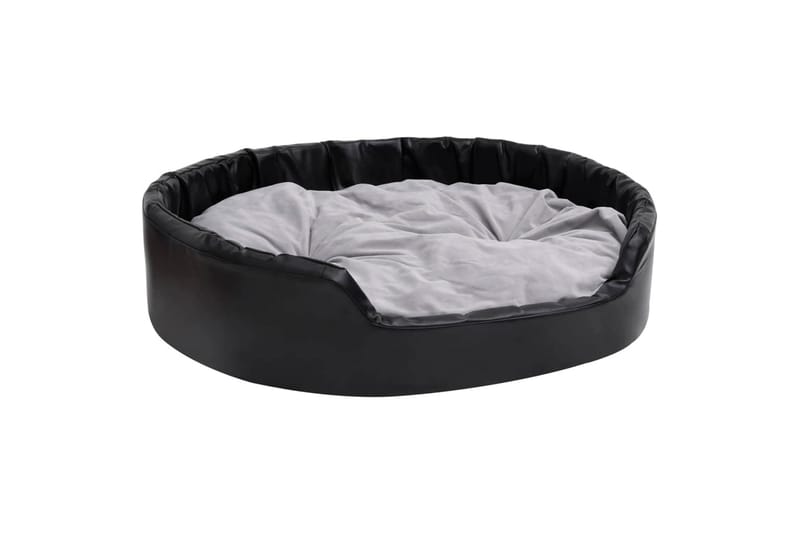hundekurv 99x89x21 cm plys og kunstlæder sort og grå - Sort - Sport & fritid - Til dyrene - Til hund - Hundemøbler - Hundeseng