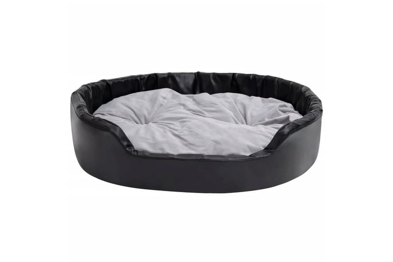 hundekurv 99x89x21 cm plys og kunstlæder sort og grå - Sort - Sport & fritid - Til dyrene - Til hund - Hundemøbler - Hundeseng