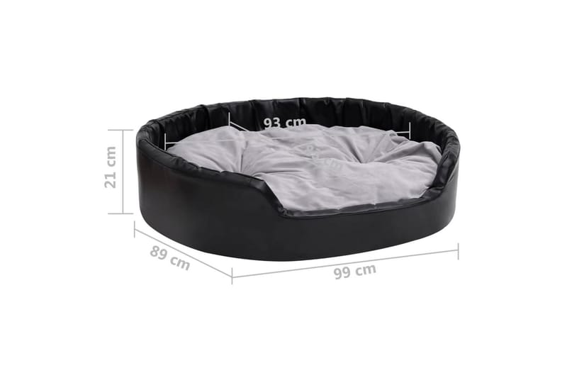 hundekurv 99x89x21 cm plys og kunstlæder sort og grå - Sort - Sport & fritid - Til dyrene - Til hund - Hundemøbler - Hundeseng