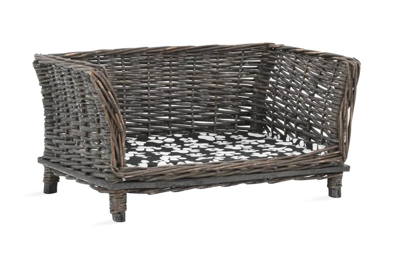 Hundekurv Med Hynde 50 X 33 X 35 Cm Naturligt Piletræ - Grå - Sport & fritid - Til dyrene - Til hund - Hundemøbler - Hundeseng