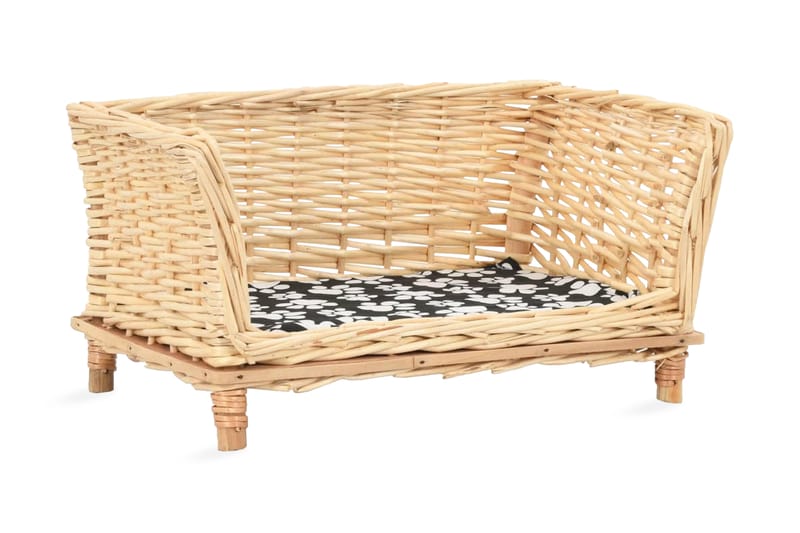 Hundekurv Med Hynde 50 X 33 X 35 Cm Naturligt Piletræ - Brun - Sport & fritid - Til dyrene - Til hund - Hundemøbler - Hundeseng